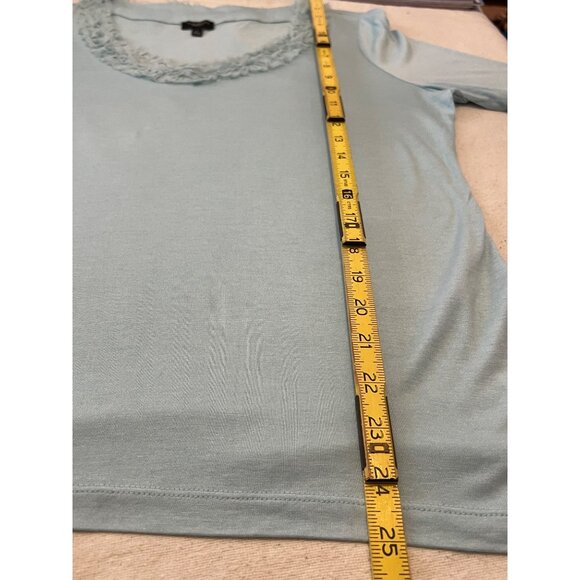 Talbots Woman Petites Large Lt Blue Scoop Neck 1/2 Sleeve Modal/Silk LW - Picture 14 of 16